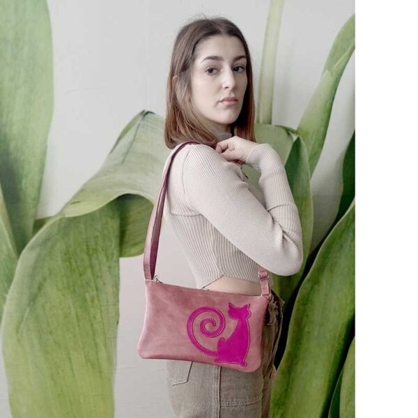 bolso piel rosa palo