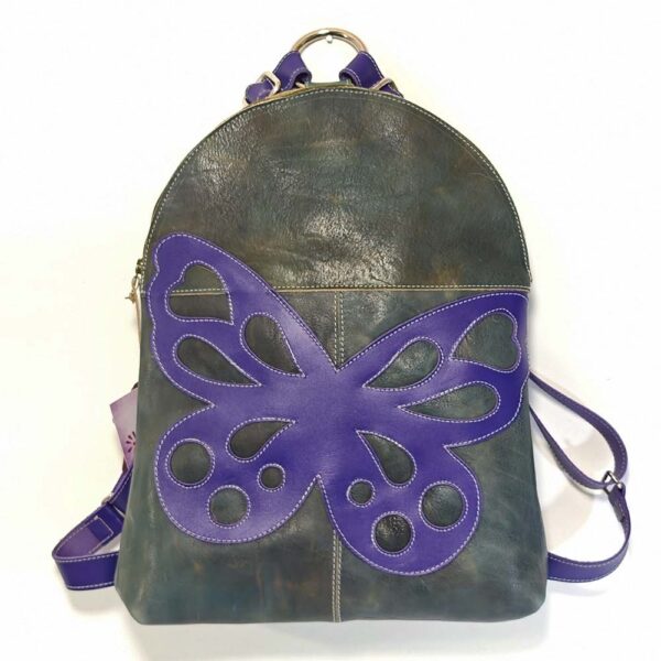 Mochila de piel aguamarina