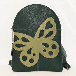 Mochila de piel verde botella