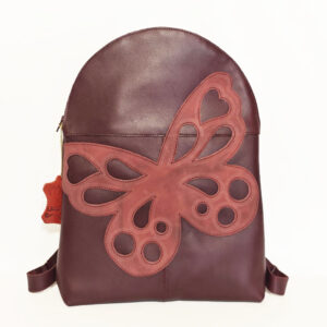 Mochila de piel granate
