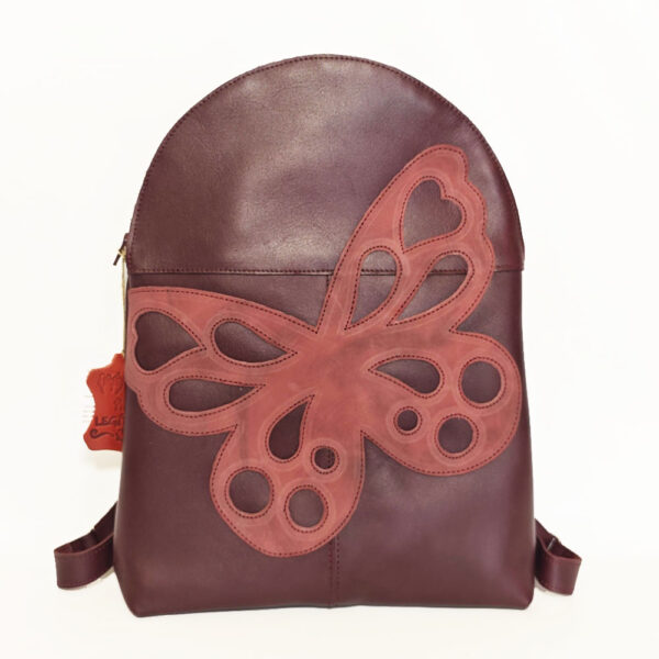 Mochila de piel granate