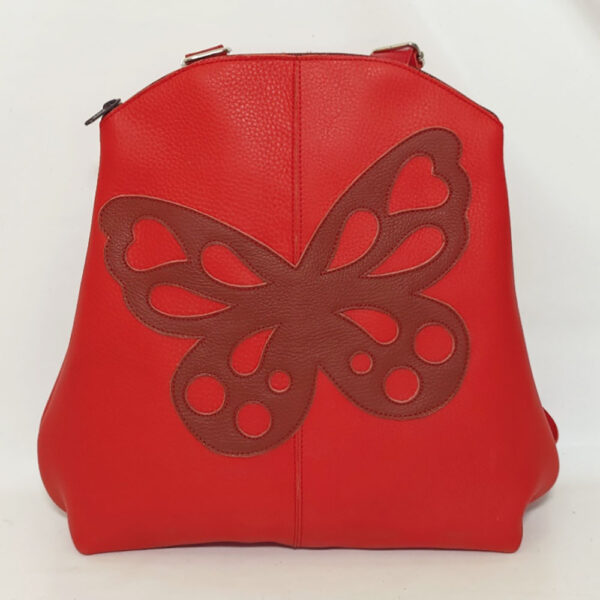 Mochila roja de piel