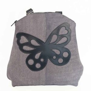 Mochila de piel gris