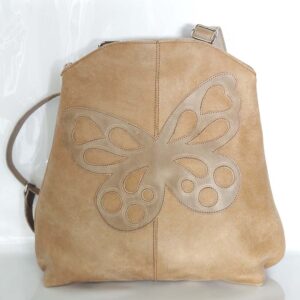 Mochila de piel beige