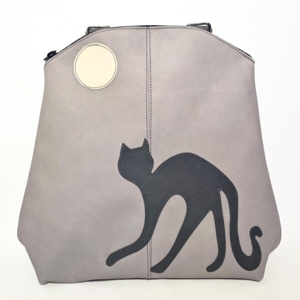 Mochila de piel gris claro