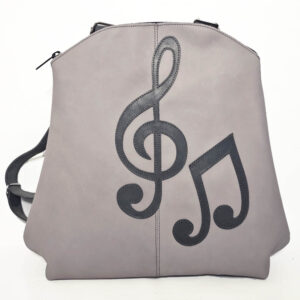 Mochila de piel gris claro