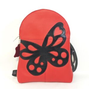 Mochila de piel roja