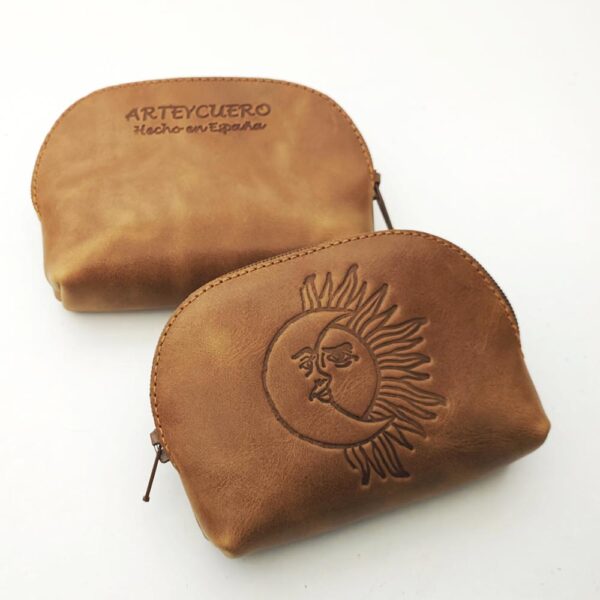 Monedero de piel camel