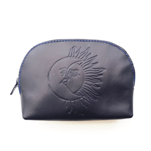 Monedero de piel azul marino