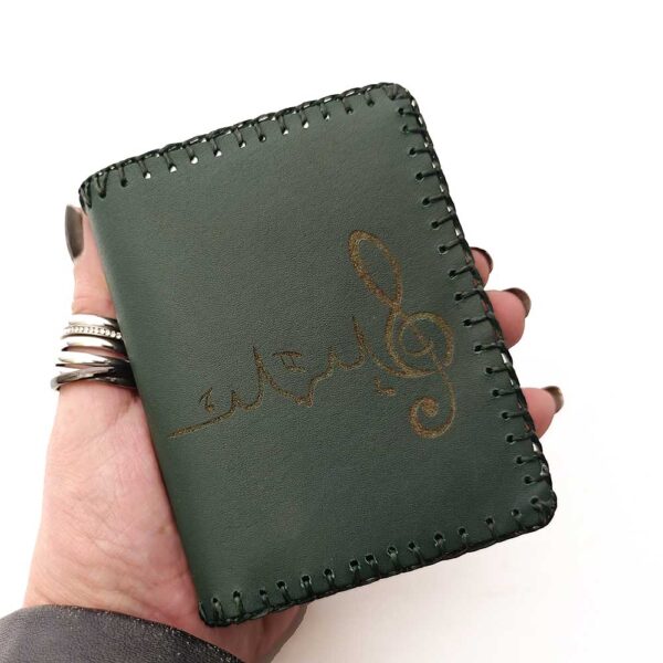 Cartera billetero de piel verde