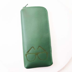 Funda de gafas de piel verde