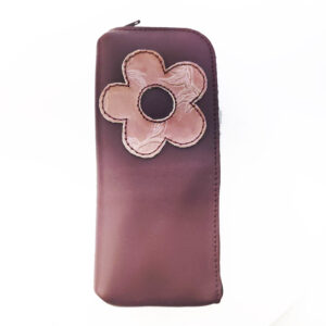 Funda de gafas de piel granate