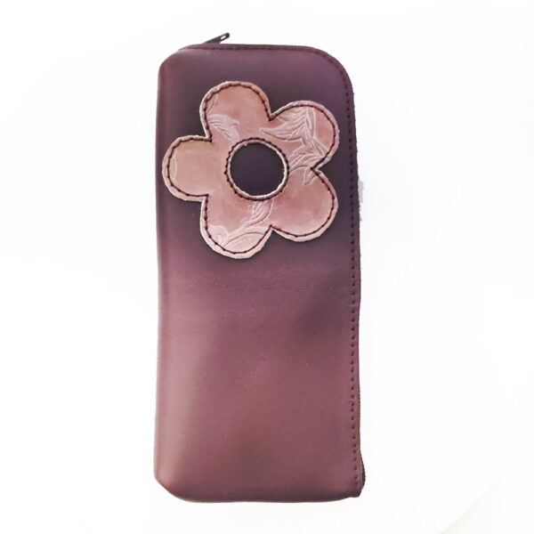 Funda de gafas de piel granate