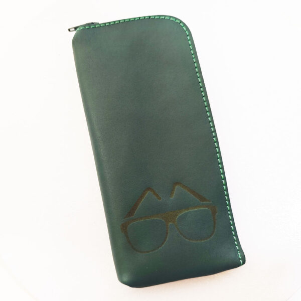 Funda de gafas de piel verde