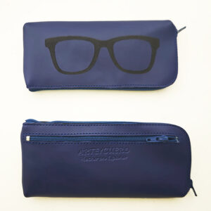Funda de gafas de piel azul