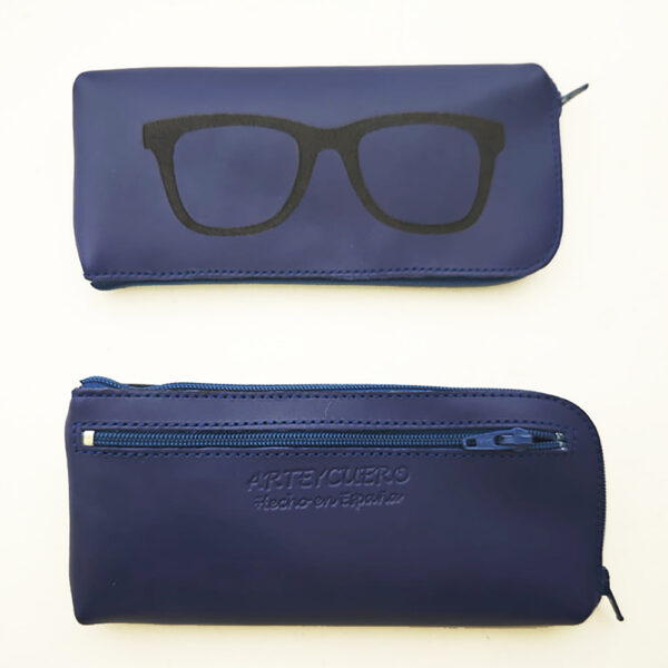 Funda de gafas de piel azul