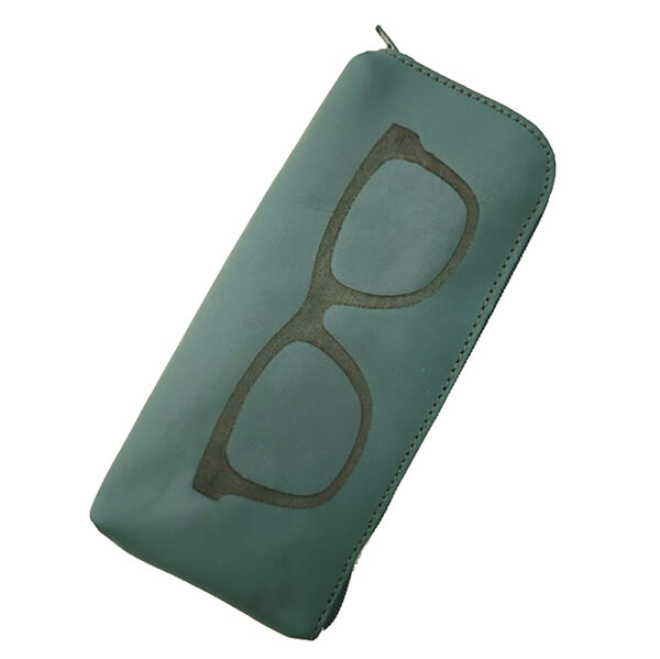 Funda de gafas de piel verde