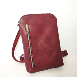 Bolso de piel granate