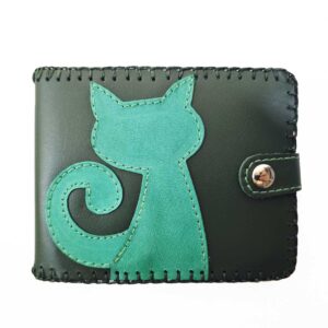 Cartera billetero de piel verde