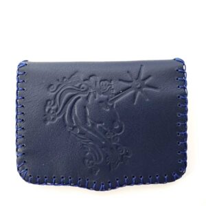 Cartera de piel azul