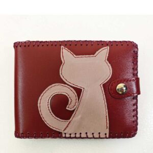 Cartera billetero de piel granate