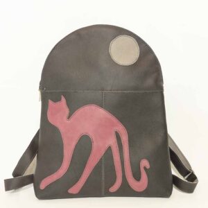 Mochila de piel gris oscuro