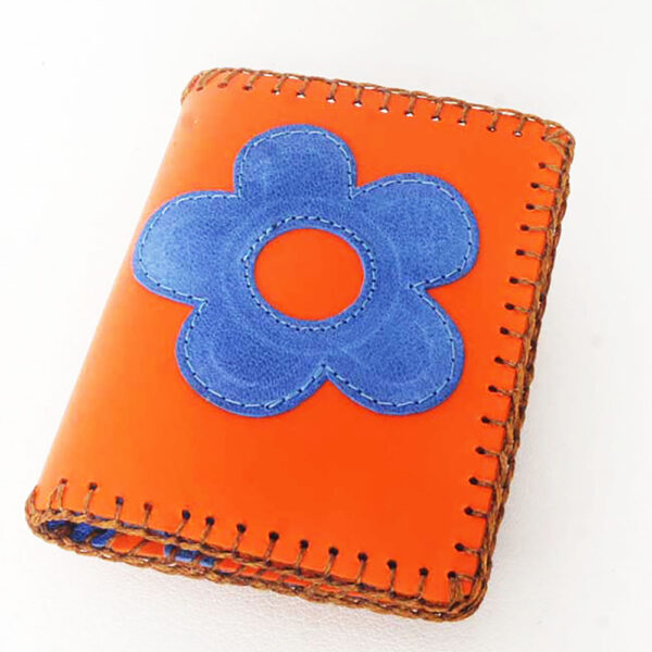 Cartera billetero de piel naranja