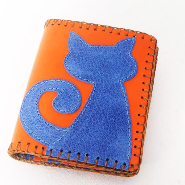 Cartera billetero de piel naranja