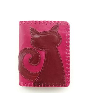 Cartera billetero de piel fucsia