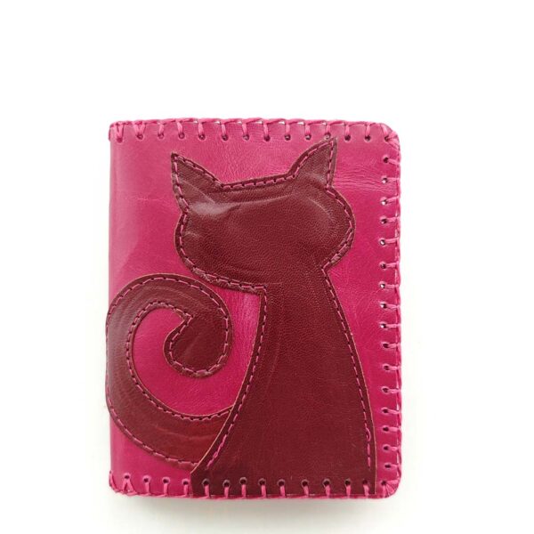 Cartera billetero de piel fucsia