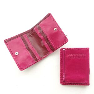Cartera billetero de piel fucsia