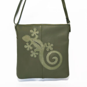 Bolso bandolera de piel verde oliva
