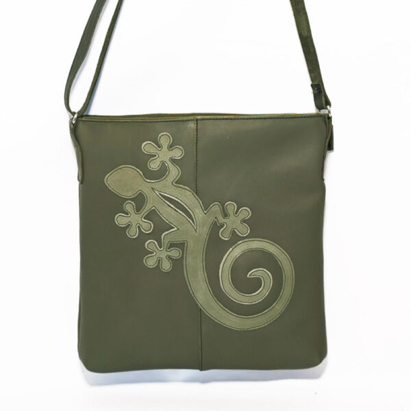 Bolso bandolera de piel verde oliva