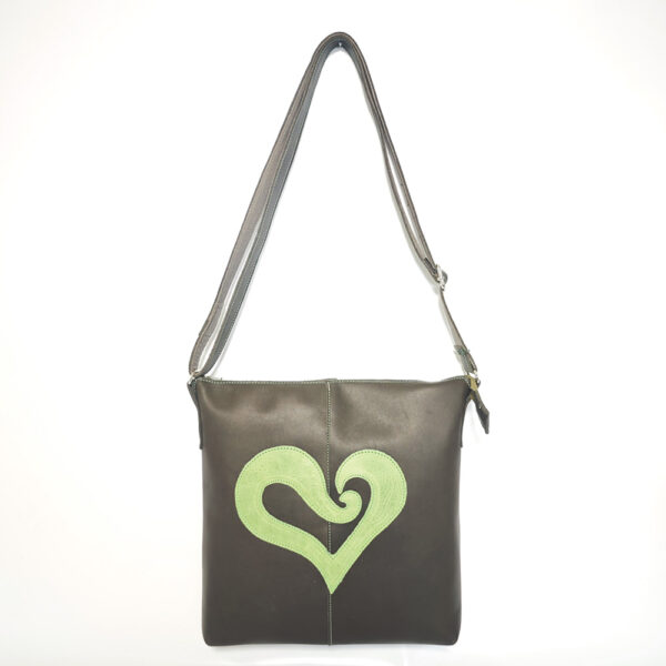 Bolso bandolera de piel verde oscuro