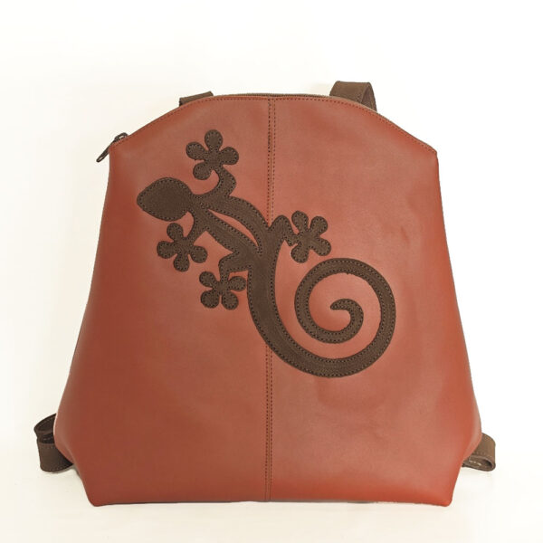 Mochila de piel color teja
