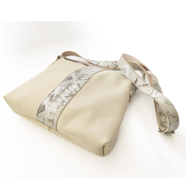 Bolso de piel beige serpent