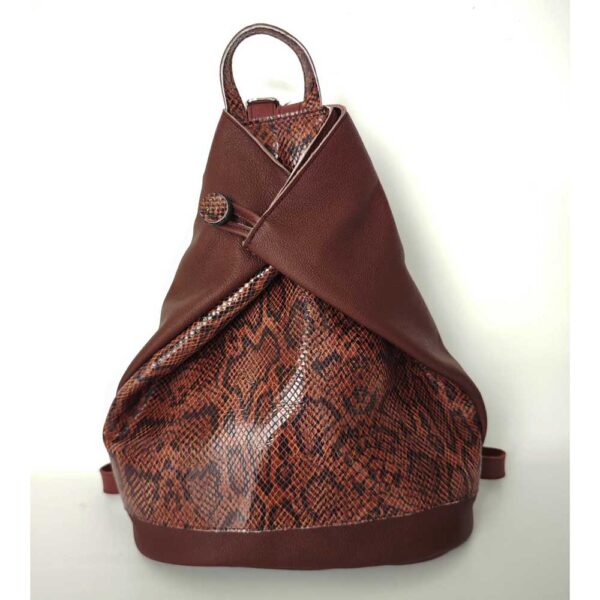 Mochila bolso antirrobo de piel, Snake granate