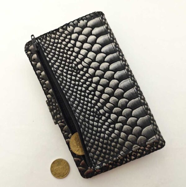 Cartera print serpiente negro plateado