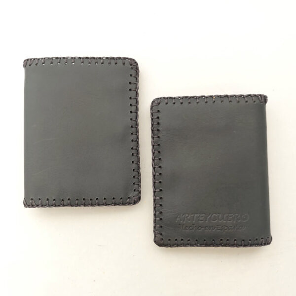 Cartera billetero de piel gris