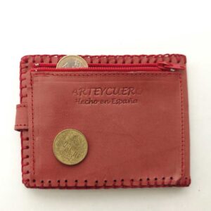 Billetero de piel Flor roja
