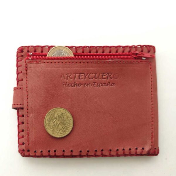 Billetero de piel Flor roja