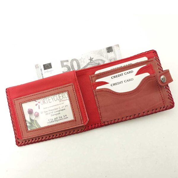 Billetero de piel Flor roja