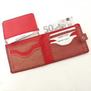 Billetero de piel Flor roja
