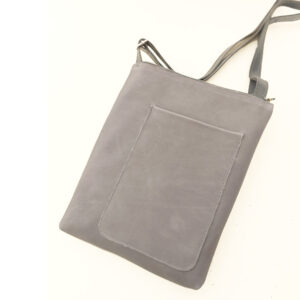 Bolso bandolera de piel gris