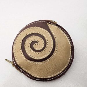 Monedero de piel marrón/beige