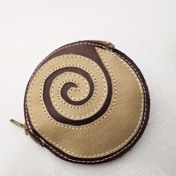 Monedero de piel marrón/beige