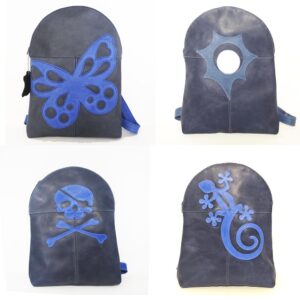 Mochila azul de piel