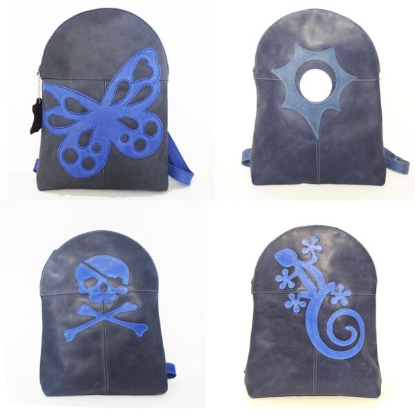 Tienda online de artículos hechos a mano en cuero y piel. Artesanos del cuero. Mochila pequeña de piel azul Sin titulo 1 1 Mochila azul de piel