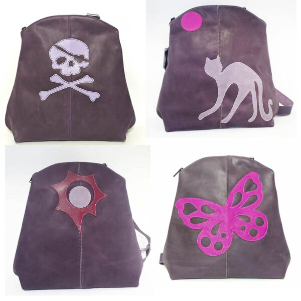 Mochila de piel morada