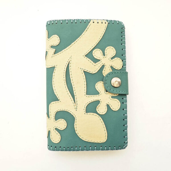 Cartera billetero de piel aguamarina